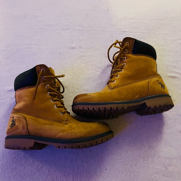 Polo by Ralph Lauren Tan Leather Boots with Black Accents - Picture 1 of 11
